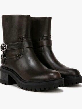 Sam and Libby Multi Black Lug Sole Moto Boots